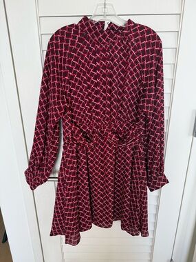 Banana Republic Burgundy Geometric Twisted Waist Mini Dress